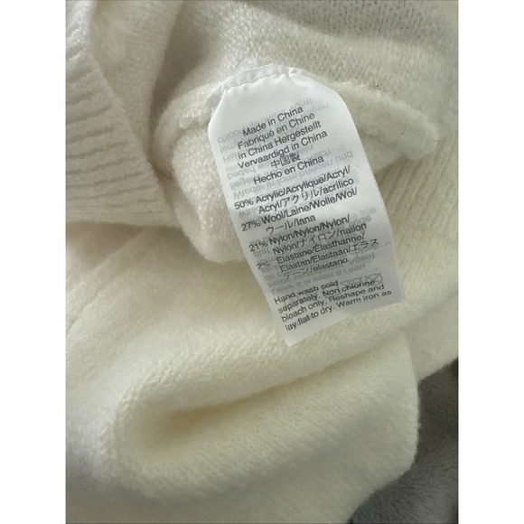 Madewell Women's Sweater Long Sleeve Pom Pom Sleeve Soft Off White Cream Small - Picture 6 of 7